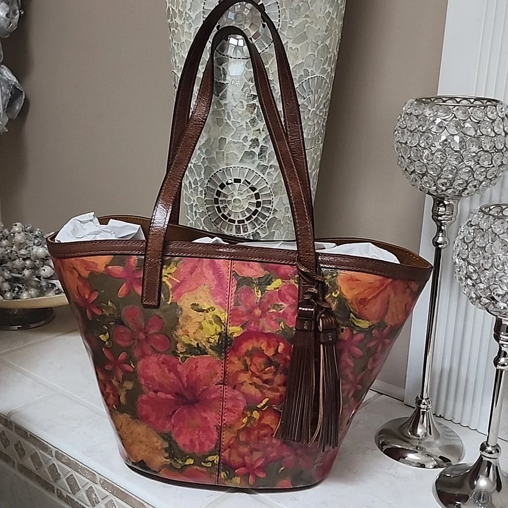 🍁 PATRICIA NASH Marconia Floral Oil Painting Tote 🍁